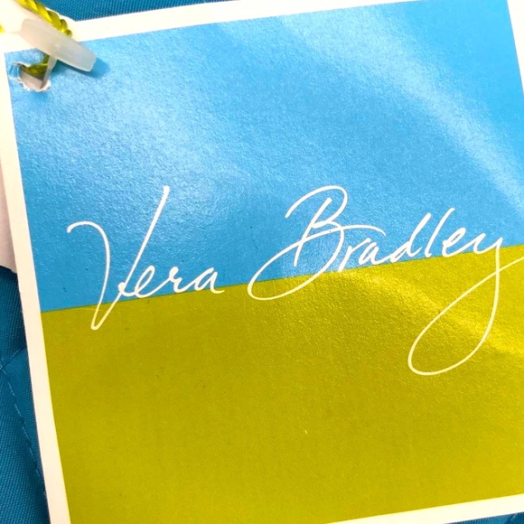 NWTS-Vera Bradley’s Tote Quilted Turquoise blue & lime green signature lining - Picture 4 of 7